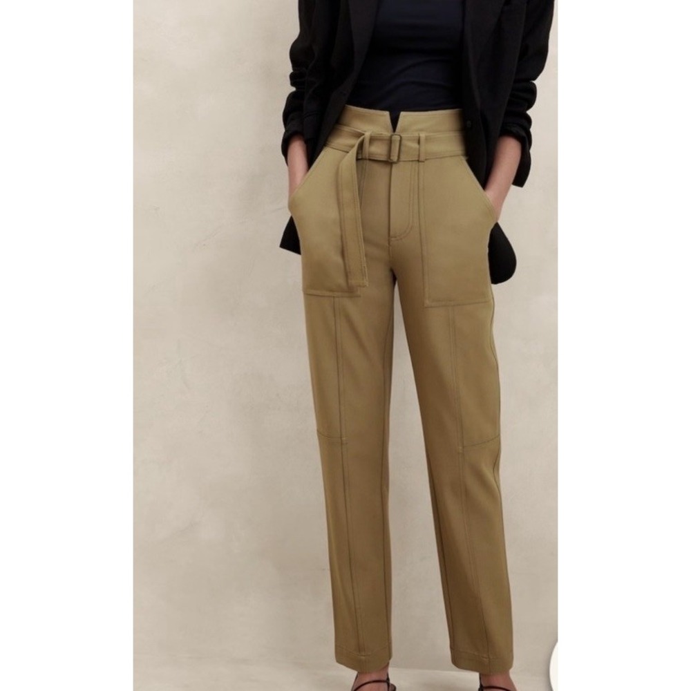Banana Republic Refined Utility Pants Womens 10 Whiskey Brown High Rise Belted